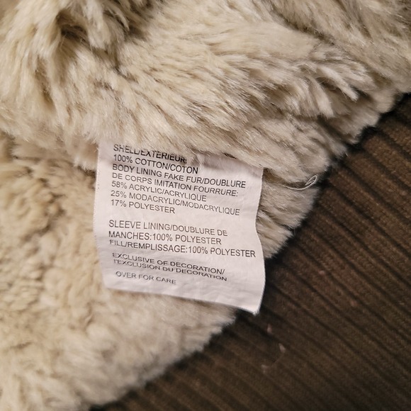 Abercrombie Women Hooded Cropped Jacket Large Brown Faux Fur Lined Zip Button - Picture 8 of 10